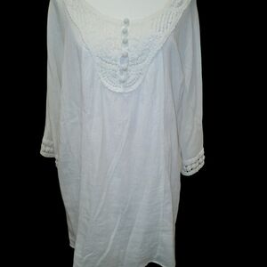 Alyx White Lace Accent Tunic Top